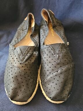 Black Perforated Espadrilles Slip-On for Women